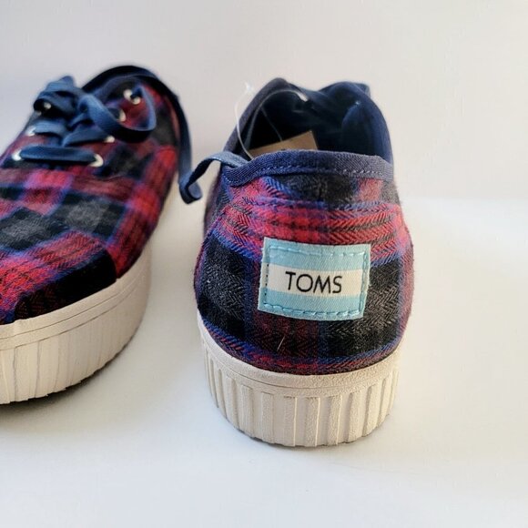 Toms Red and Blue Plaid Sneakers - Picture 7 of 8
